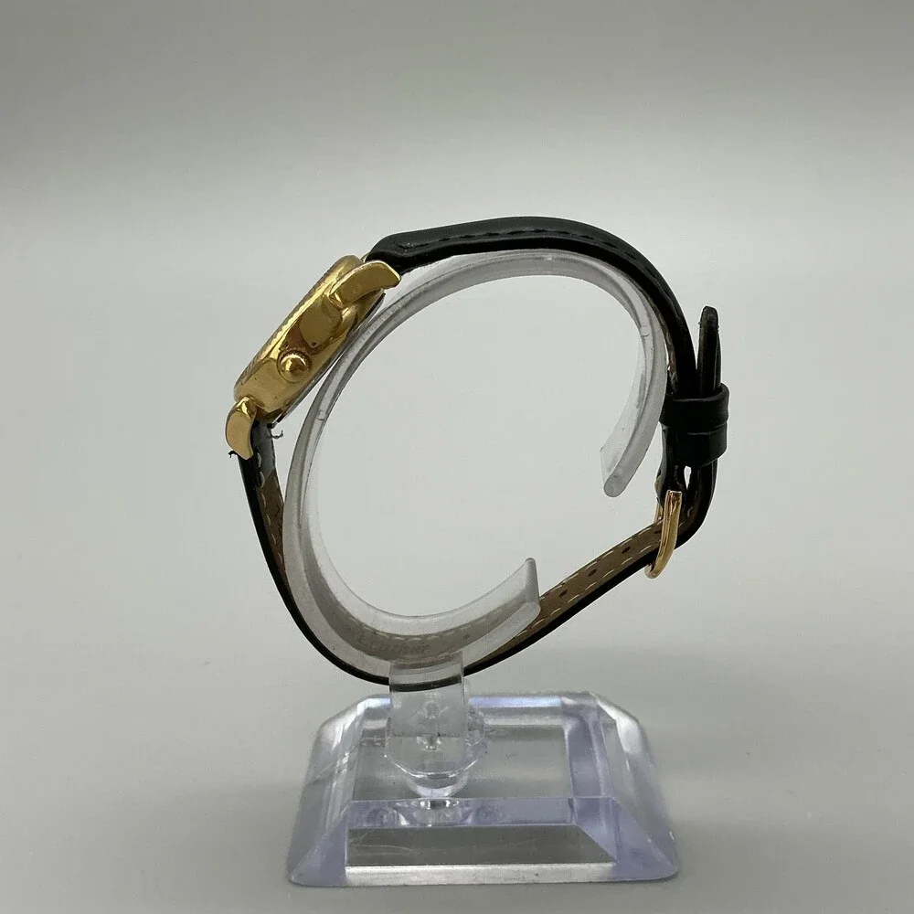 Vintage Timex Indiglo Womens Watch 25mm Black Dial Gold Tone Date New Battery